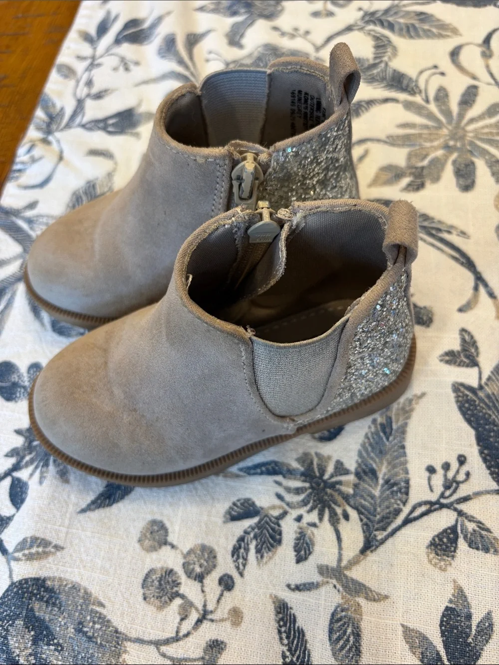 jumping beans Taupe Chelsea Boots with Glitter Heel